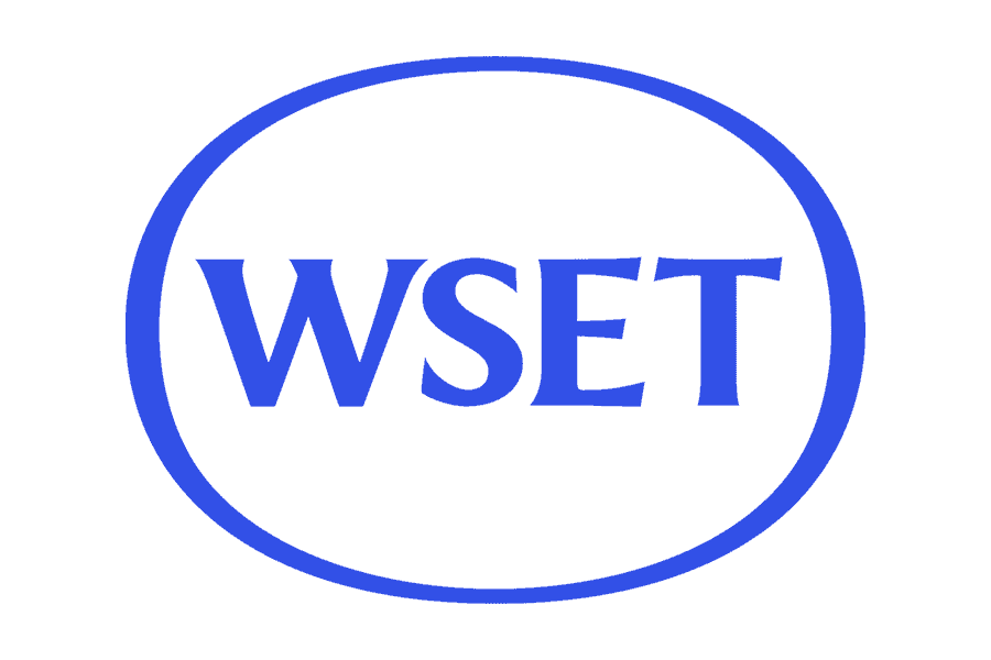 Blue WSET logo inside oval